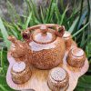 coconut wood teapot